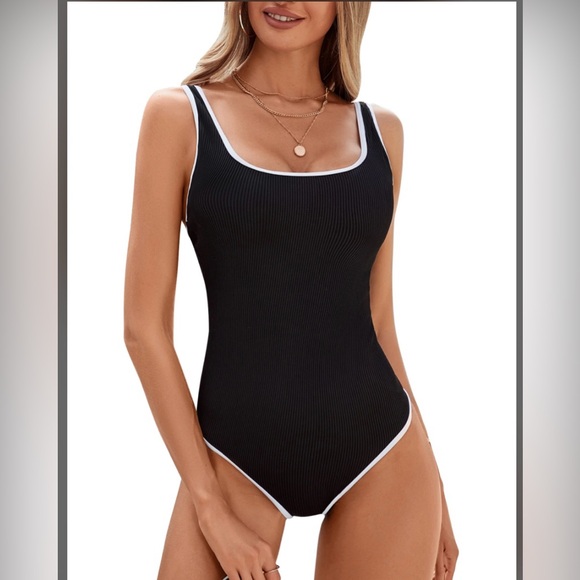 Blooming Jelly Other - Blooming Jelly Sophisticated Black and White One-Piece Swimsuit